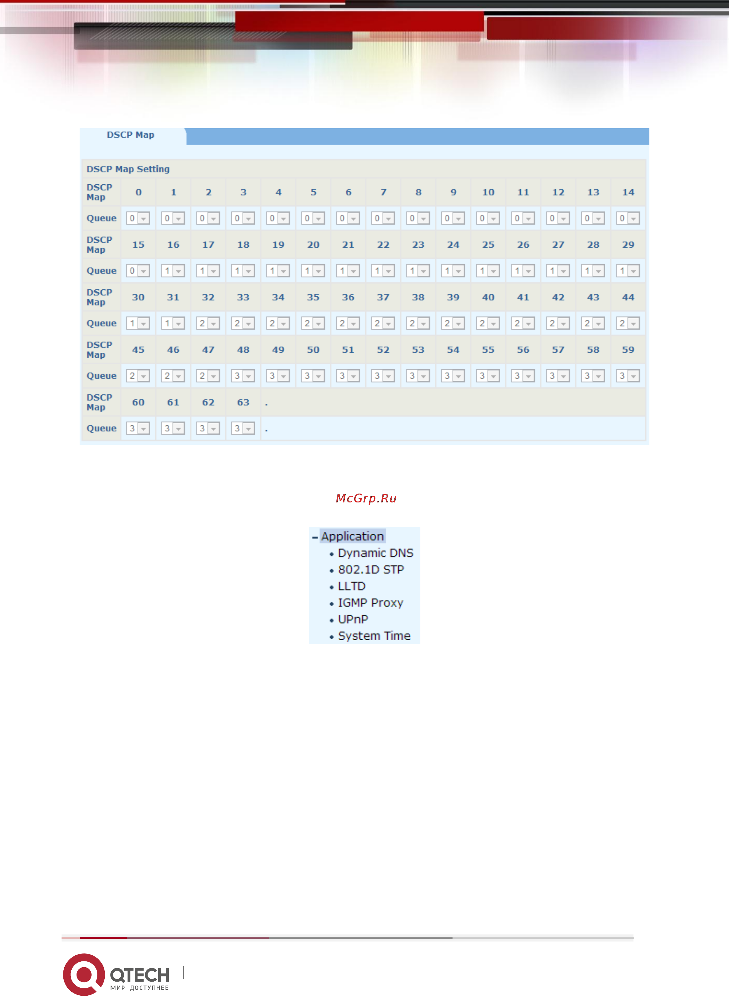Q-Tech QFR-200-4T-W [70/100] Пункт меню application