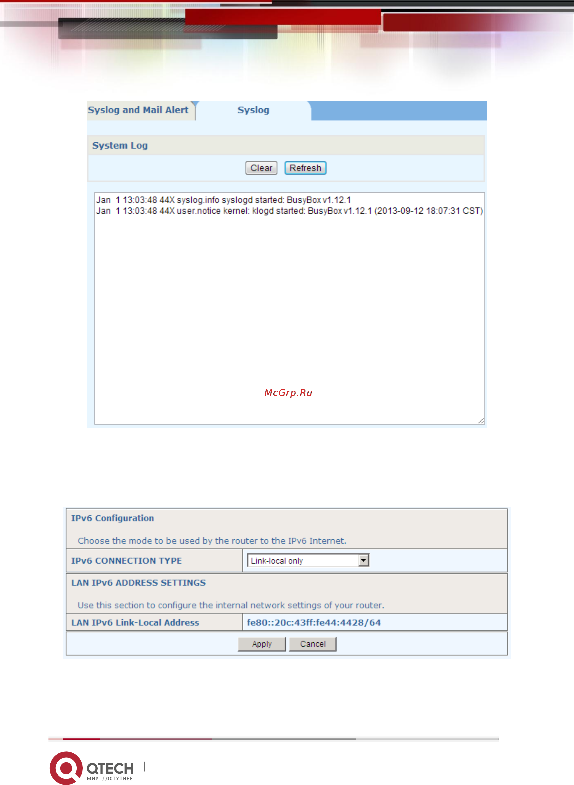Q-Tech QFR-200-4T-W [95/100] Пункт меню ipv6