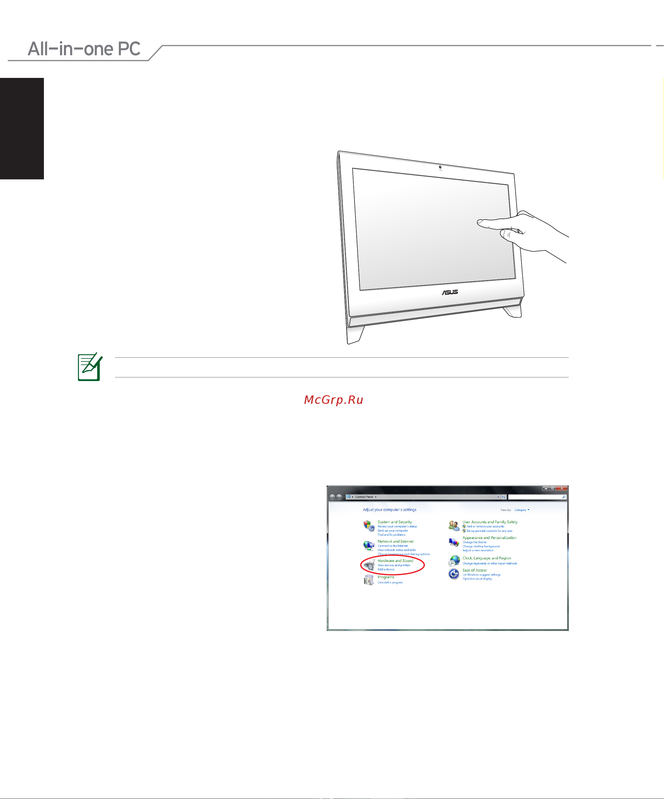 Asus ET2400EGT-B116E [20/42] Использование сенсорного экрана