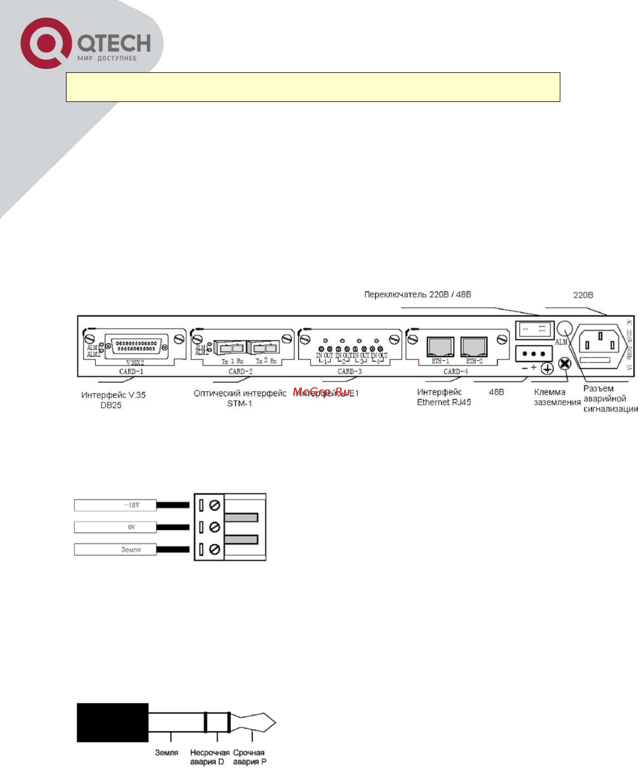 Q-Tech QBM-7100 Модульный мультиплексор (E1+FE+V.35+STM-1) [7/19] Задняя панель