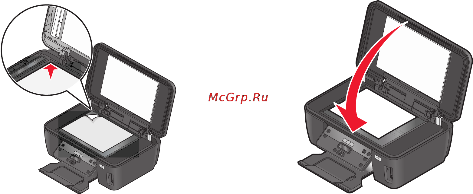 Lexmark Impact S305 [34/160] Загрузка оригиналов документов на стекло сканера
