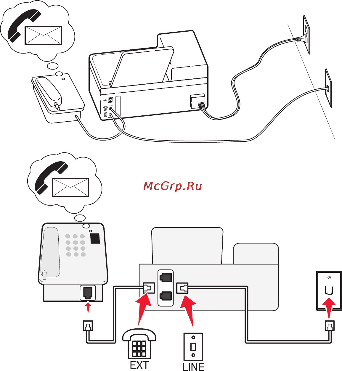 Lexmark Interpret S409 [75/200] Установка 3 принтер подключен к телефонной линии для которой получена подписка на услугу голосовой почты
