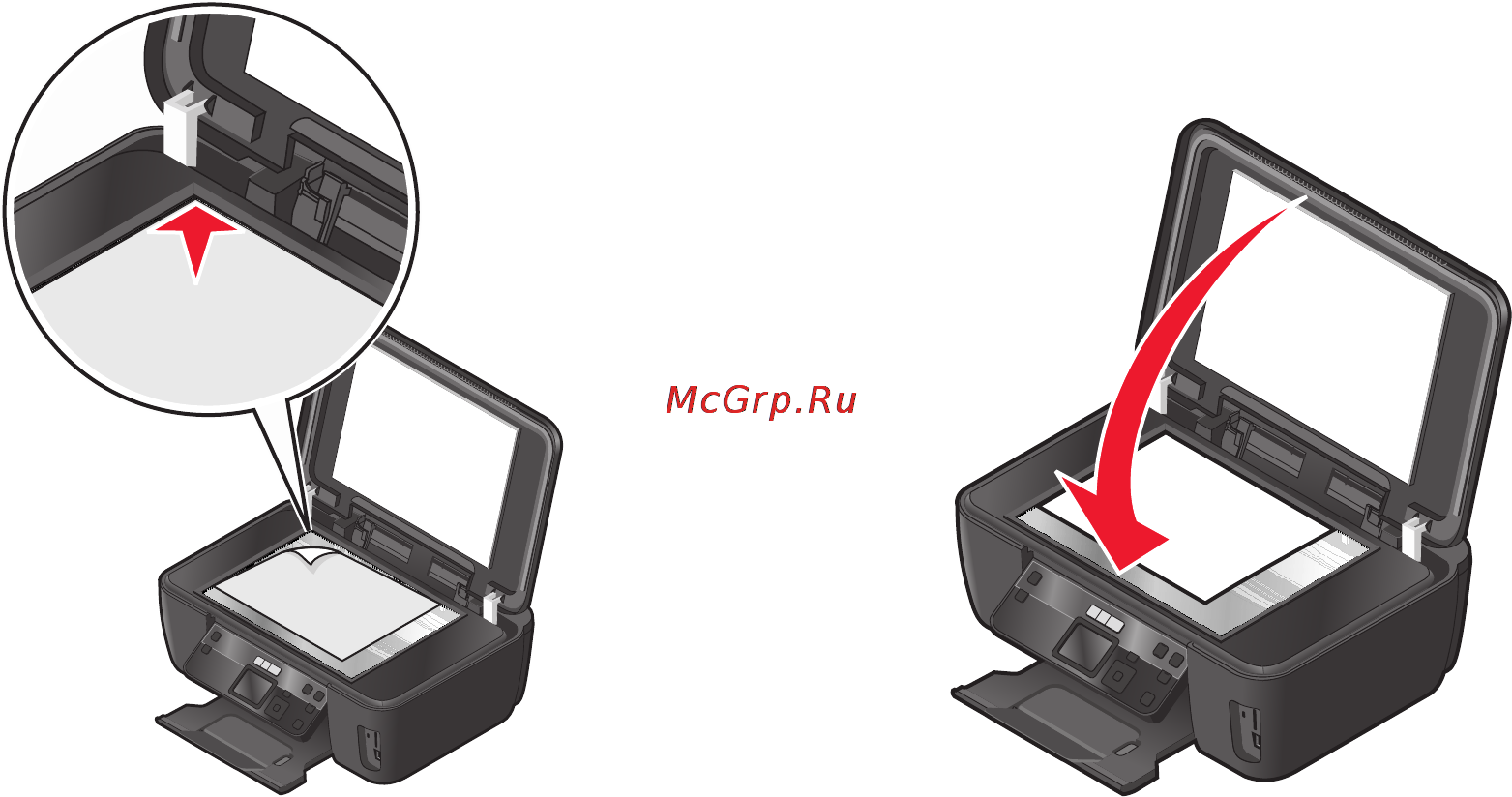Lexmark Intuition S502 [33/163] Загрузка оригиналов документов на стекло сканера