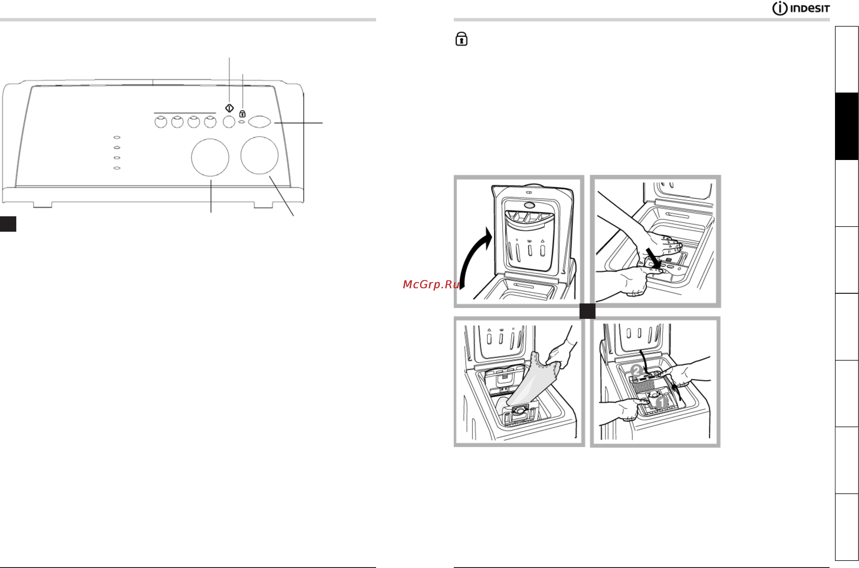 Indesit WITP 102 [4/14] Панель управления