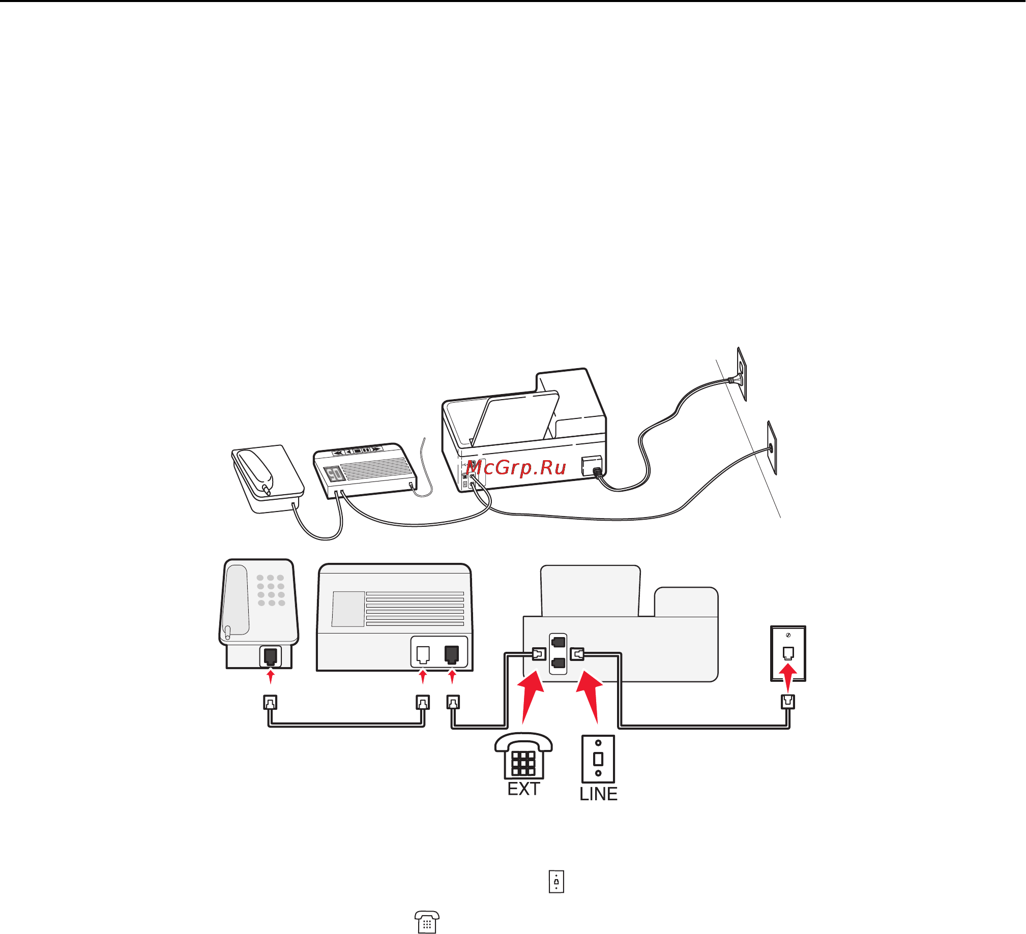 Lexmark Pro 915 [76/215] Установка 2 принтер подключен к той же телефонной линии что и автоответчик