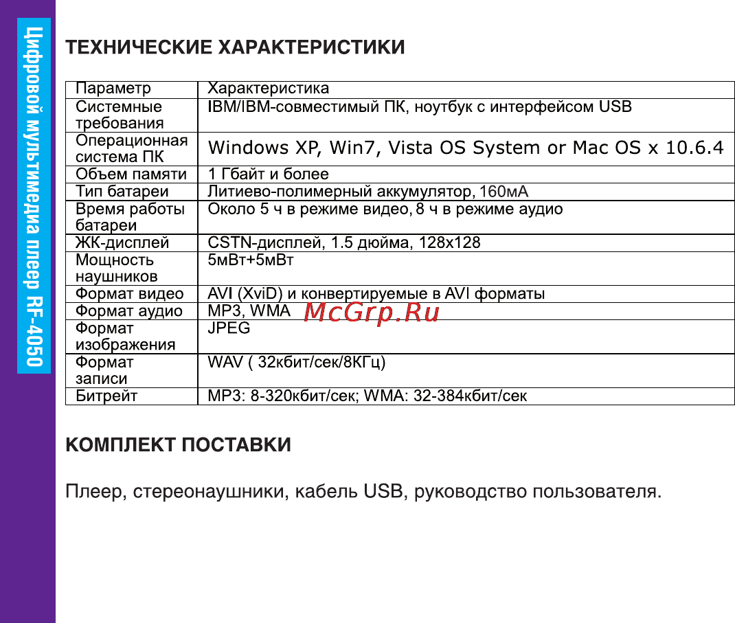 Ritmix RF-4050 4Gb Инструкция по эксплуатации онлайн [14/16] 57131
