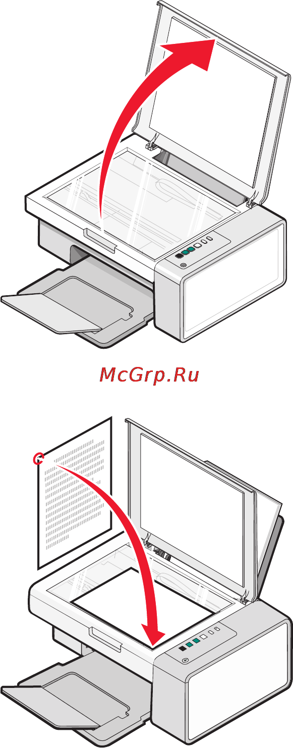 Lexmark X2580 [22/68] Загрузка оригиналов документов на стекло сканера