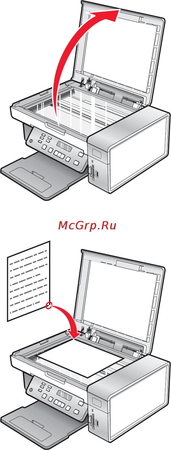 Lexmark X4580 [40/119] Загрузка оригиналов документов на стекло сканера