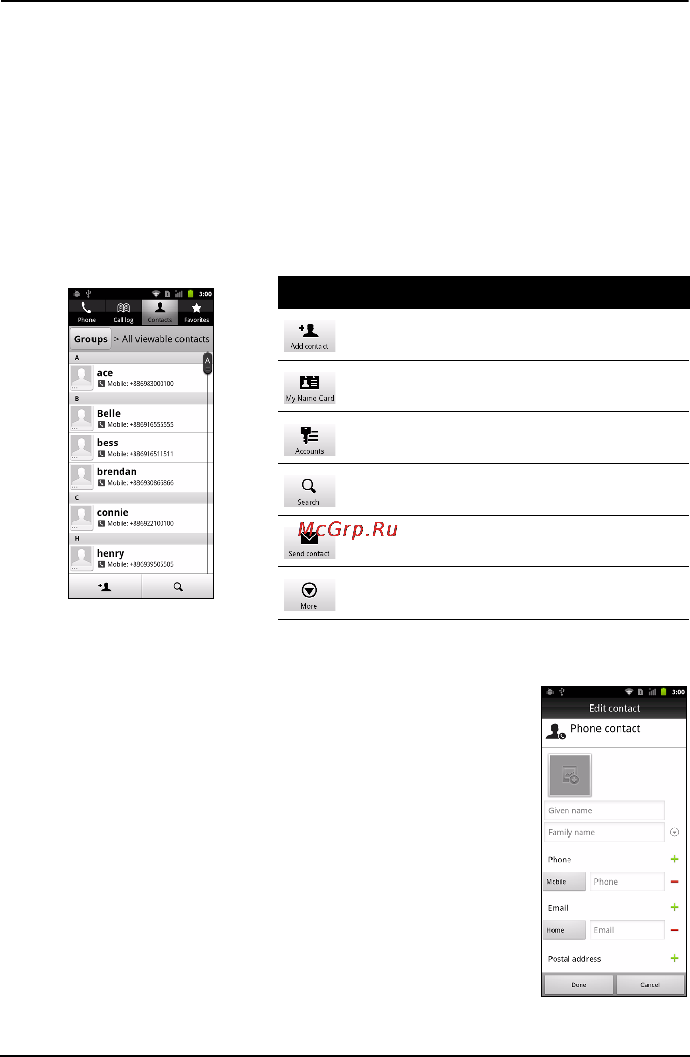 Acer Iconia Smart S300 Black [25/76] Добавление контакта