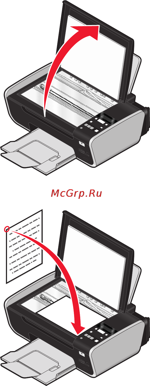 Lexmark X4650 [64/160] Загрузка оригиналов документов на стекло сканера