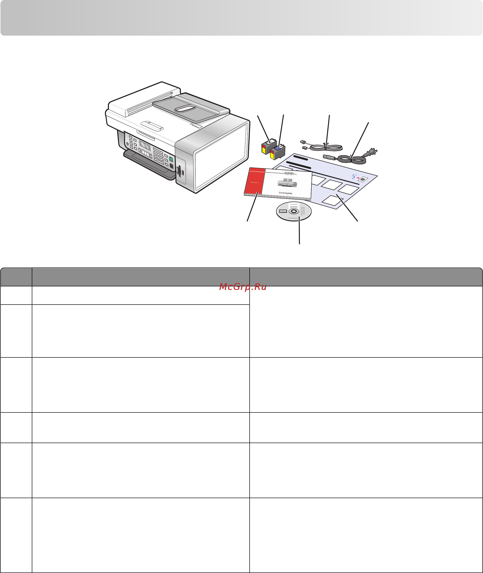 Lexmark X5470 [11/158] Проверка комплекта поставки