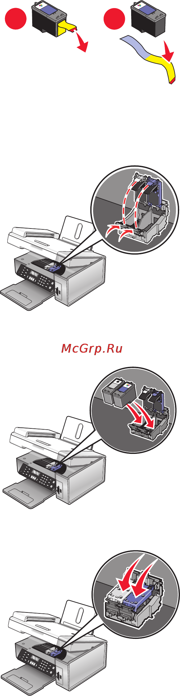 Lexmark X5450 [99/158] Установка картриджей