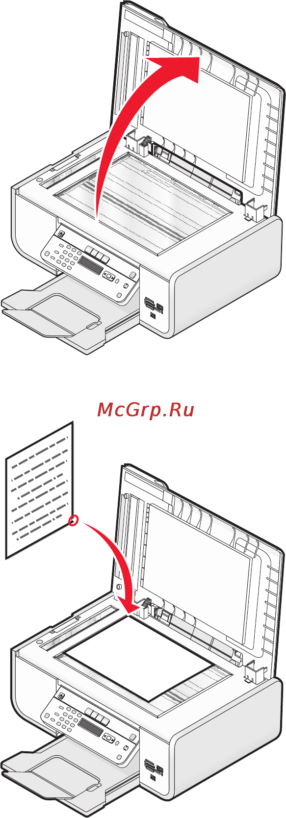 Lexmark X5690 [77/187] Загрузка оригиналов документов на стекло сканера