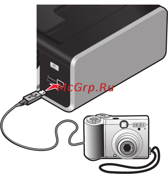 Lexmark X7675 [106/198] Печать фотографий с pictbridge совместимой цифровой камеры