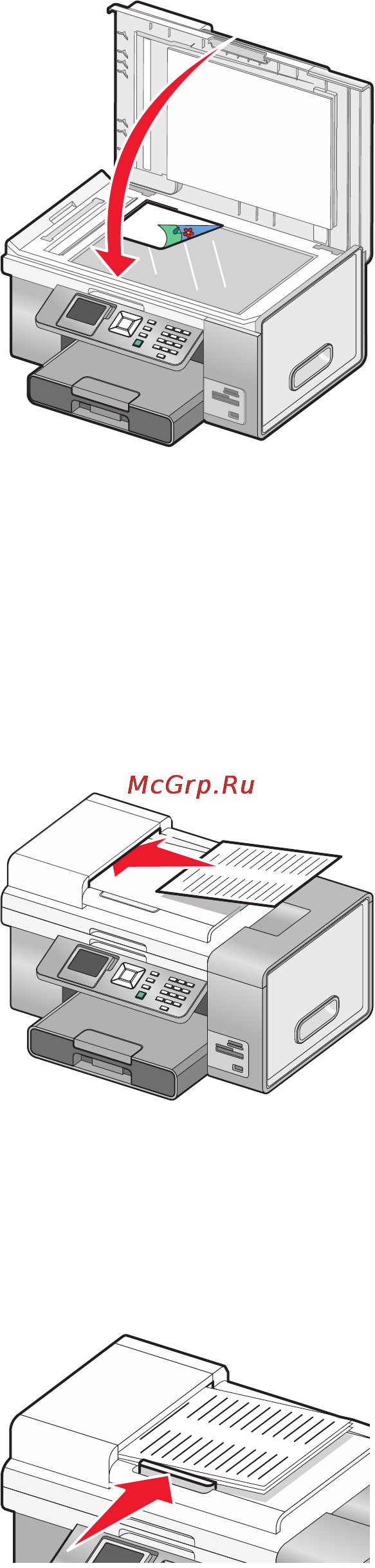 Lexmark X9575 [96/321] Загрузка оригиналов документов в устройство автоматической подачи