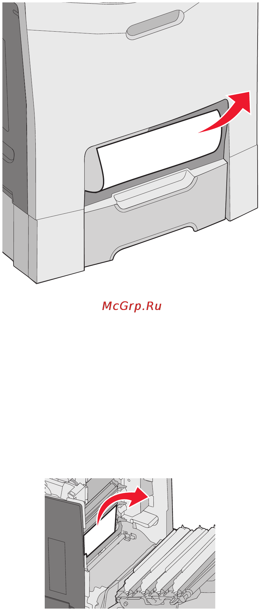 Lexmark C530 [64/112] Устранение замятий за внутренней дверцей
