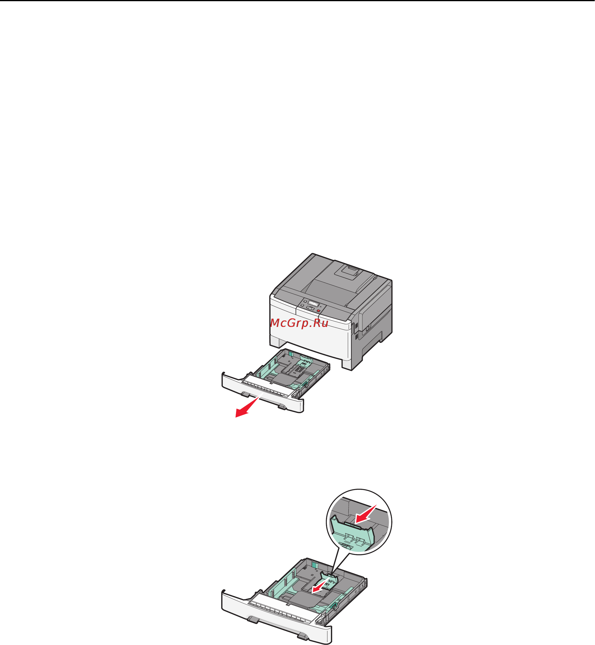 Lexmark C546 [46/180] Загрузка бумаги в стандартный лоток на 250 листов