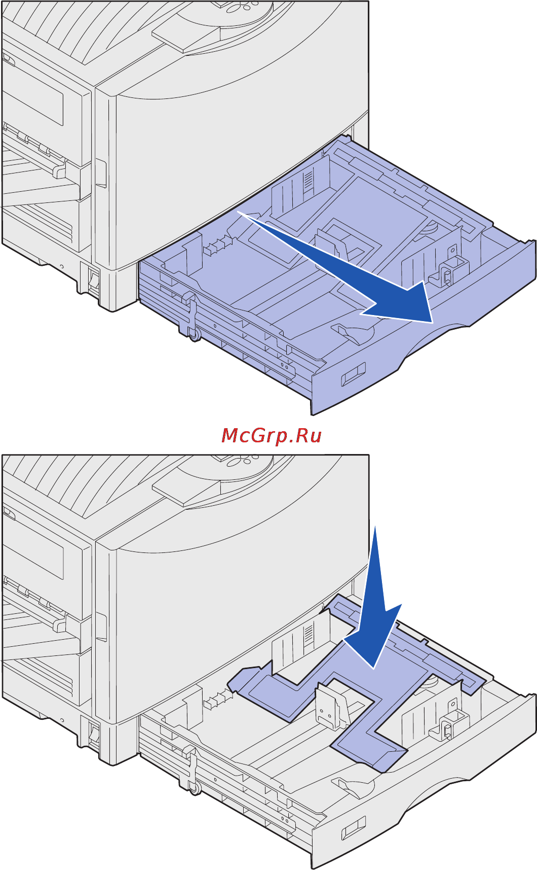 Lexmark C912 [56/94] Загрузка лотков для бумаги