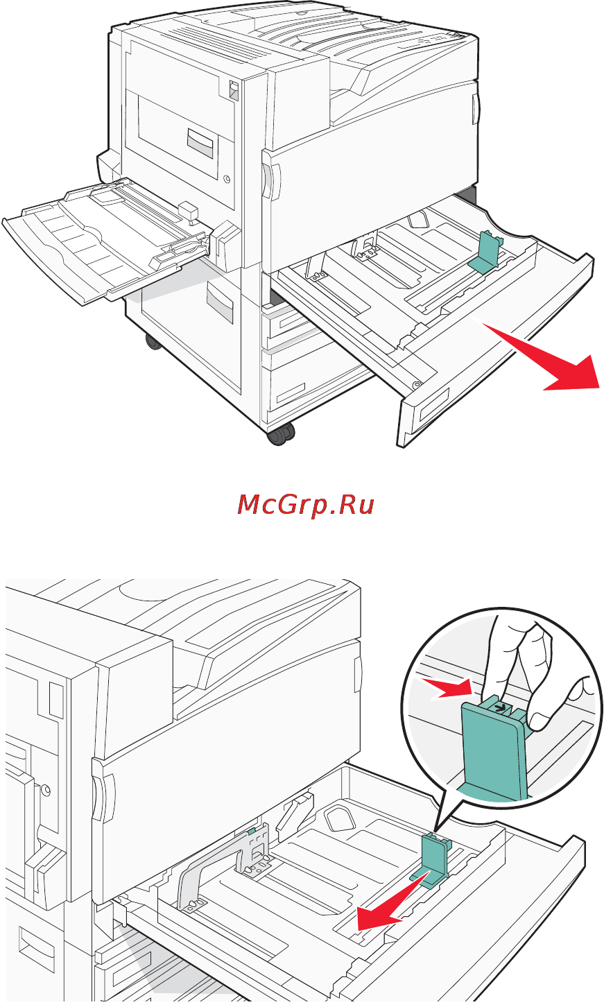 Lexmark C935 [26/197] Загрузка материала для печати в лотки на 520 листов