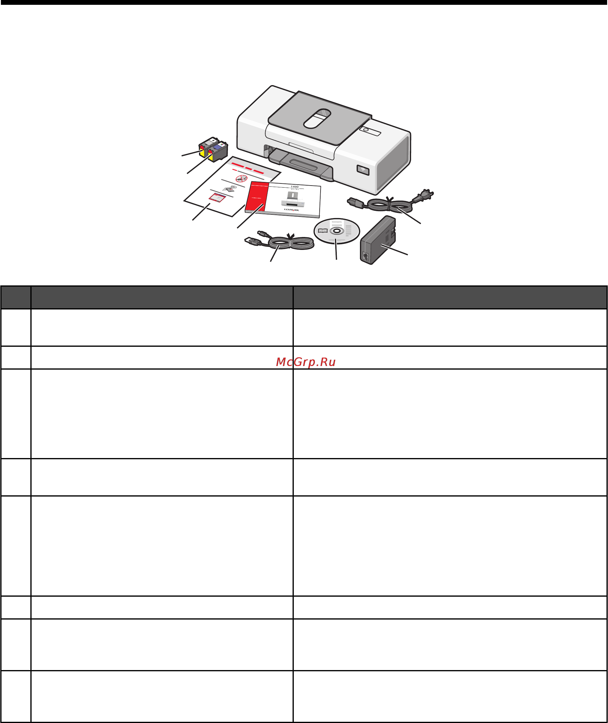 Lexmark Z1420 [11/58] Проверка комплекта поставки