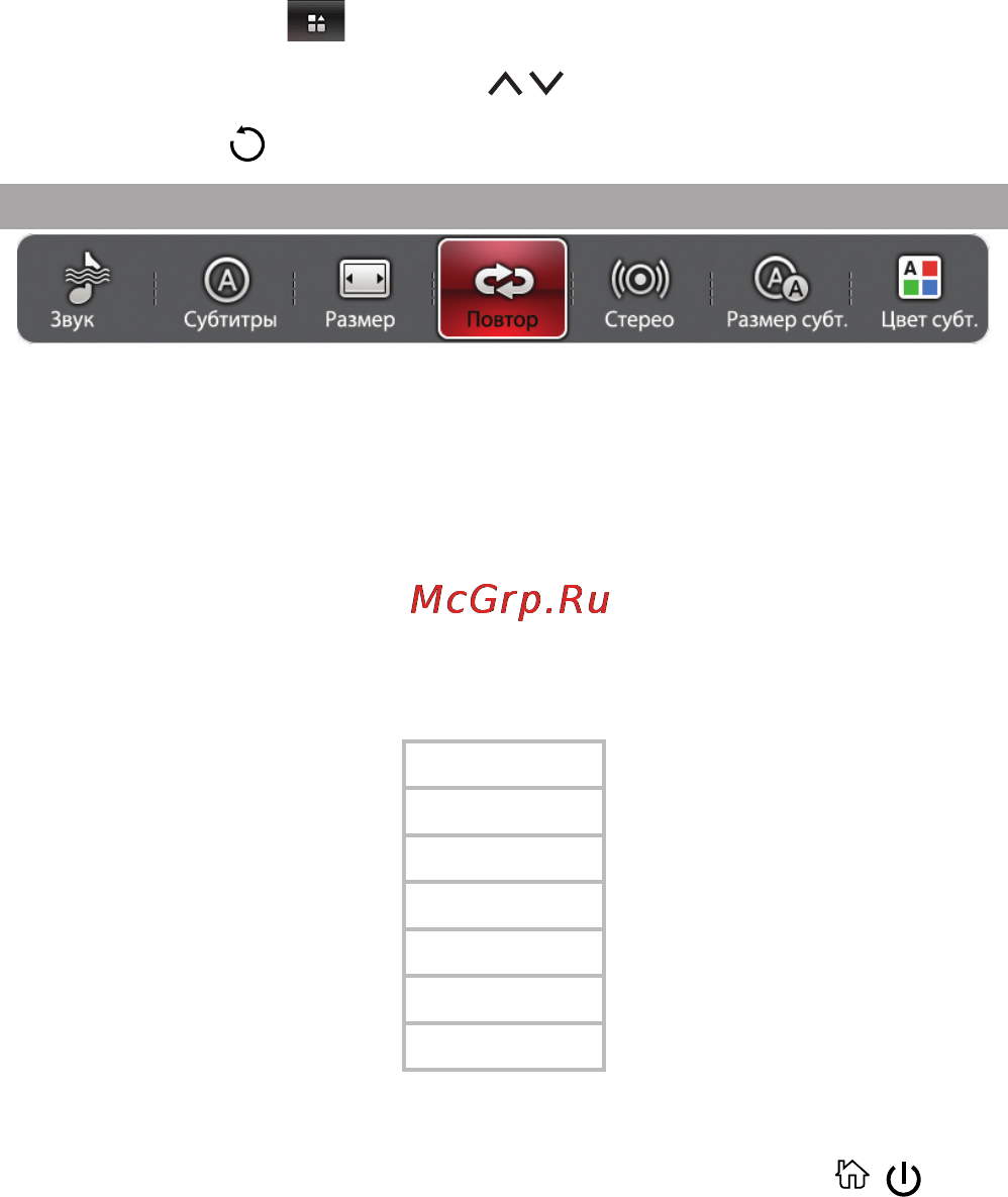Texet TB-434HD 4Gb Grey [23/62] Вспомогательное меню управления видеофайлами