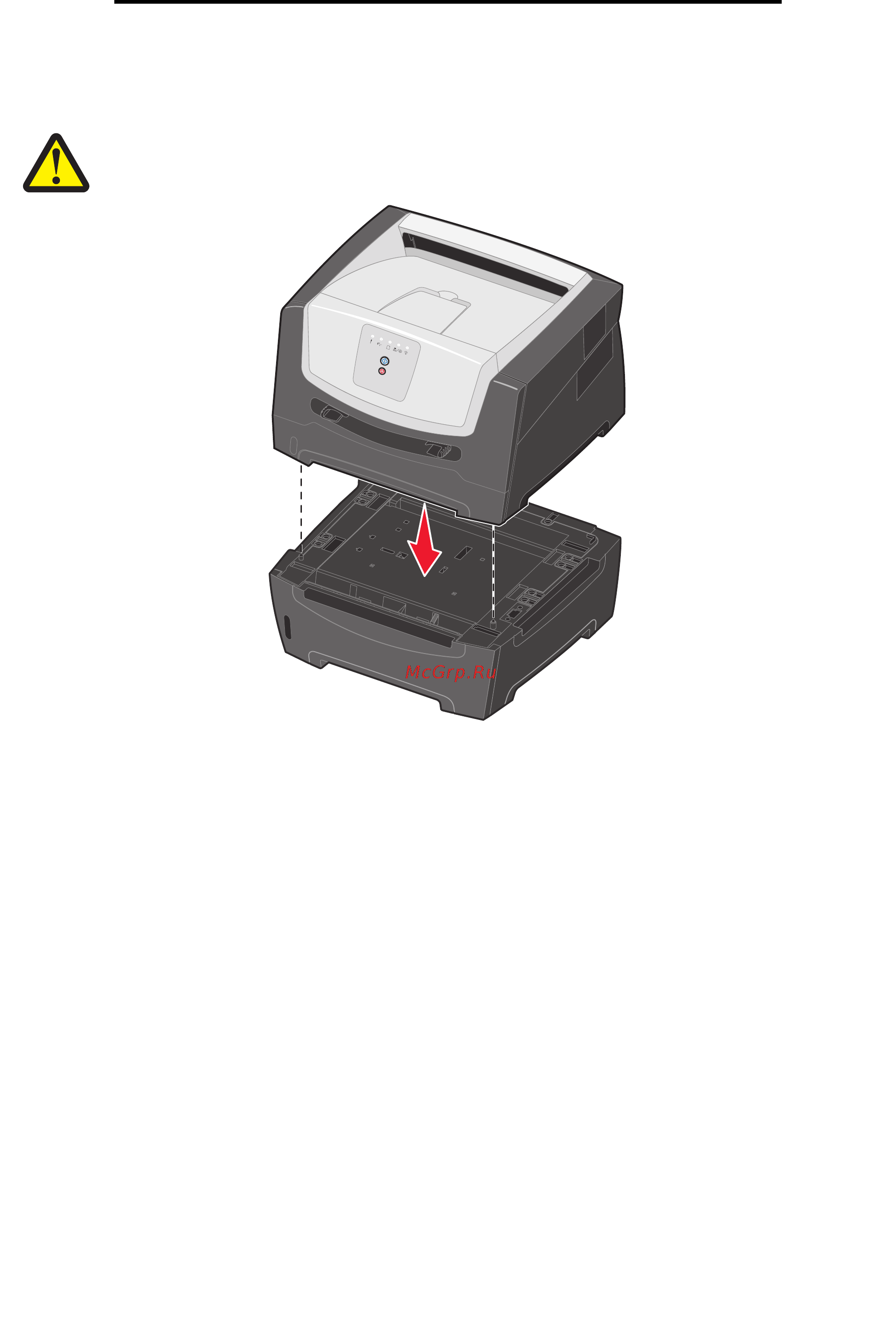 Lexmark E250dn [77/107] Установка дополнительного устройства подачи материала для печати на 250 или 550 листов