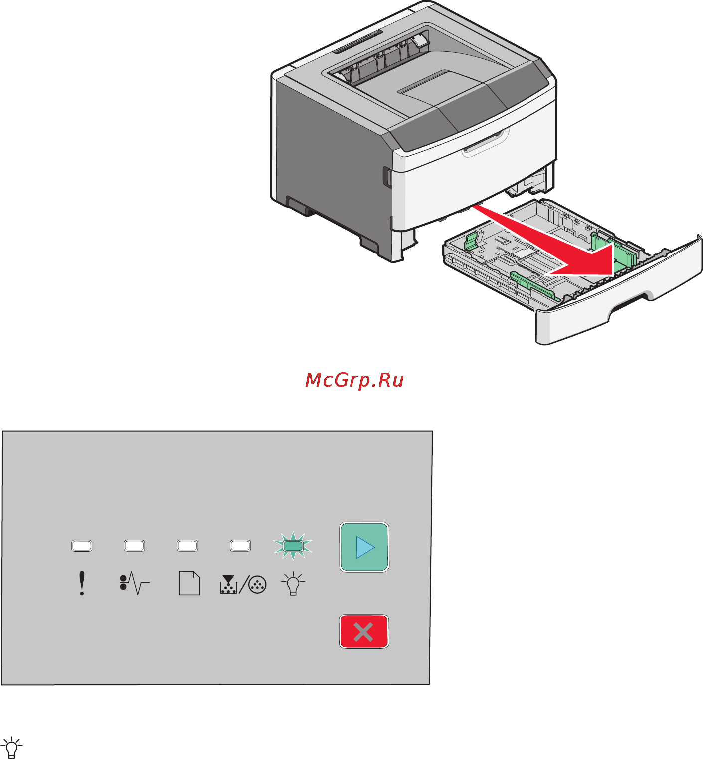 Lexmark E260dn [43/152] Загрузка материала для печати в стандартный 250 листовый лоток