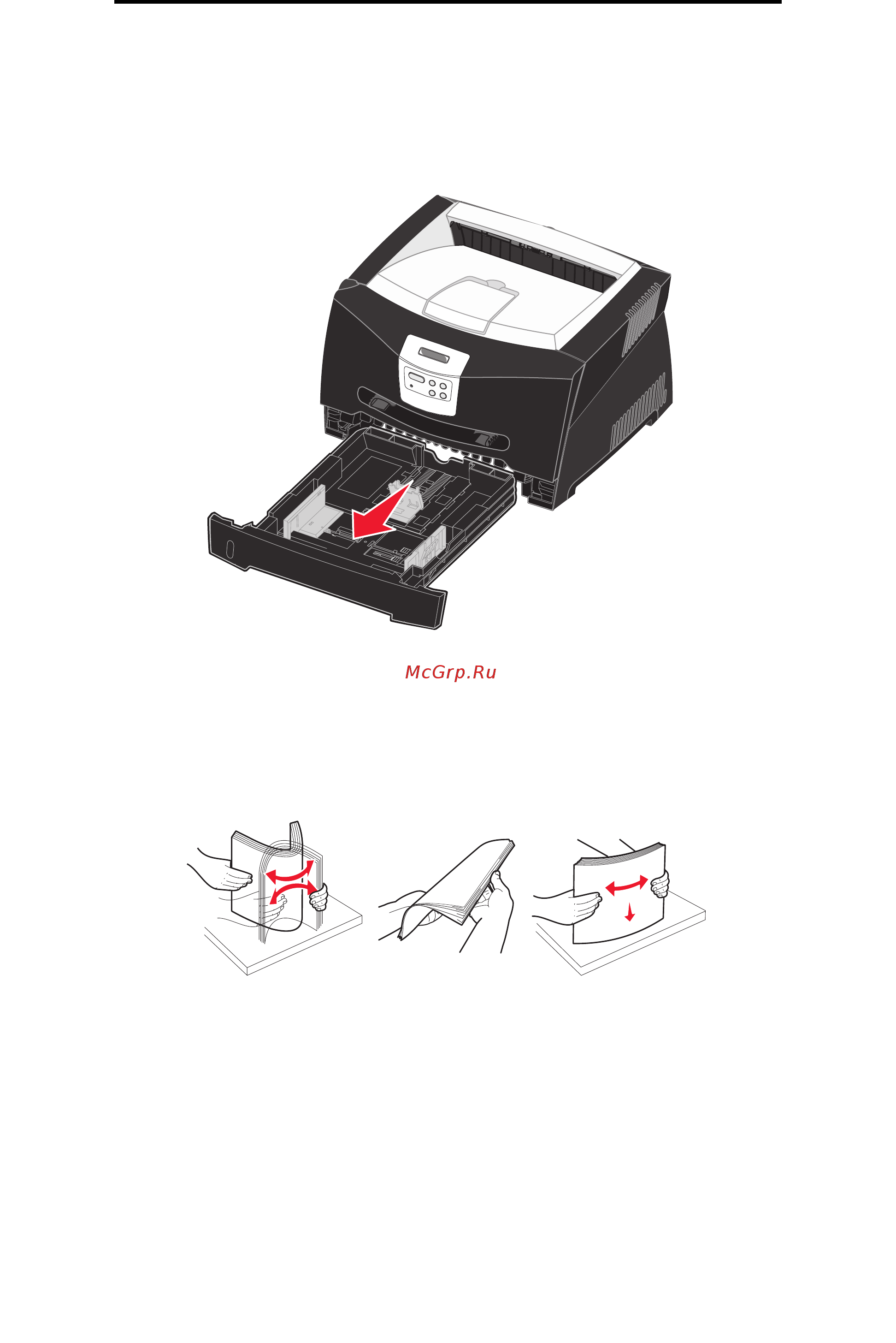 Lexmark E342n [33/132] Загрузка устройств подачи на 250 и 550 листов