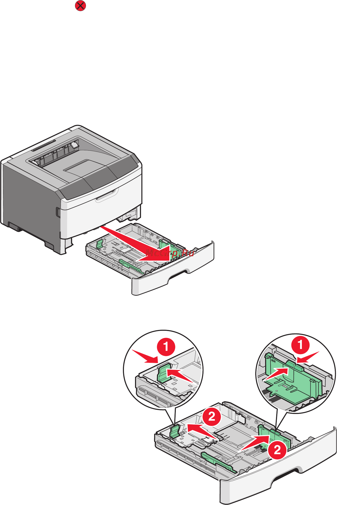 Lexmark E360d [33/157] Загрузка бумаги в лотки