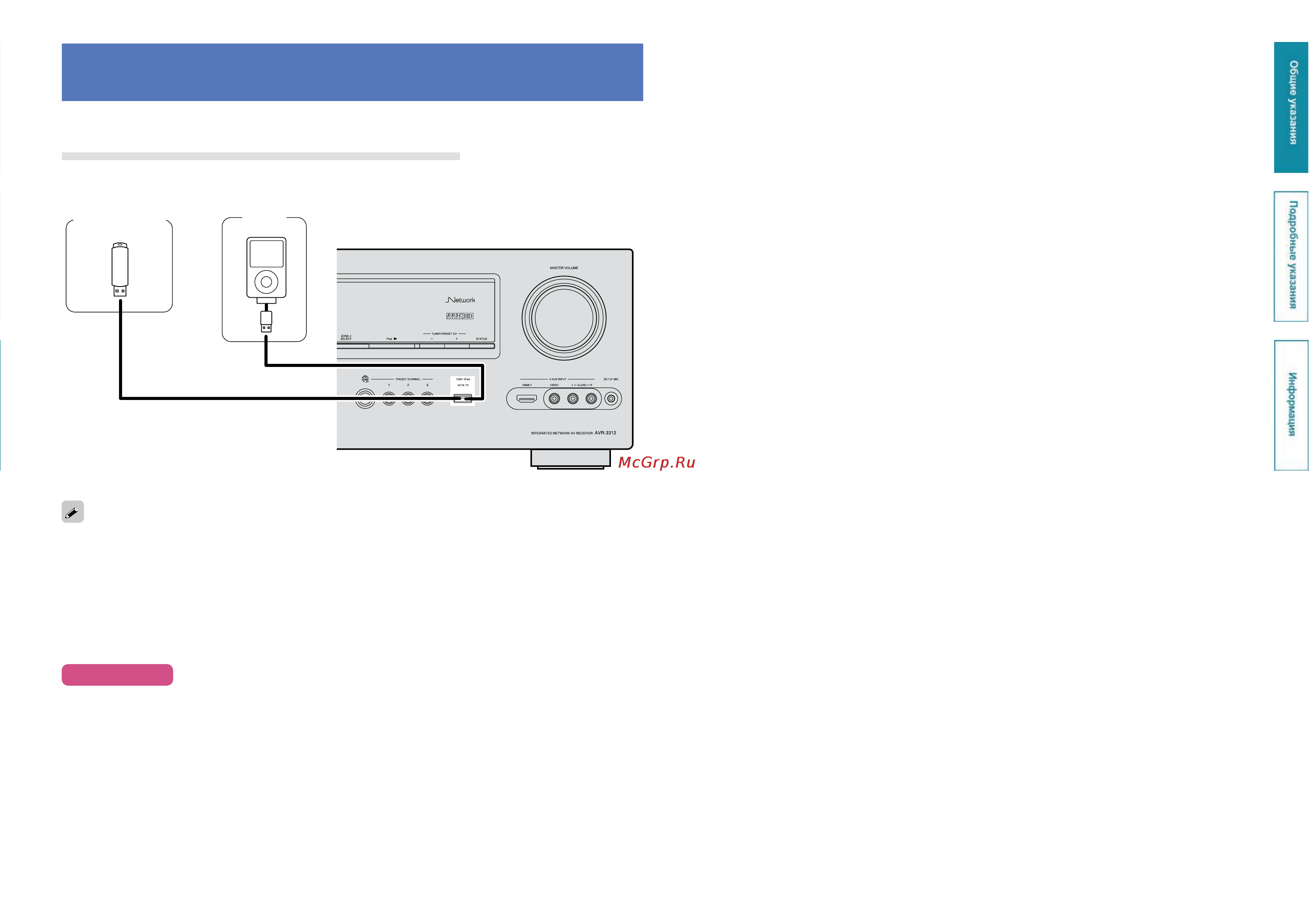 Denon AVR-3312BL [18/157] Подсоединение ipod или запоминающего устройства usb к порту usb