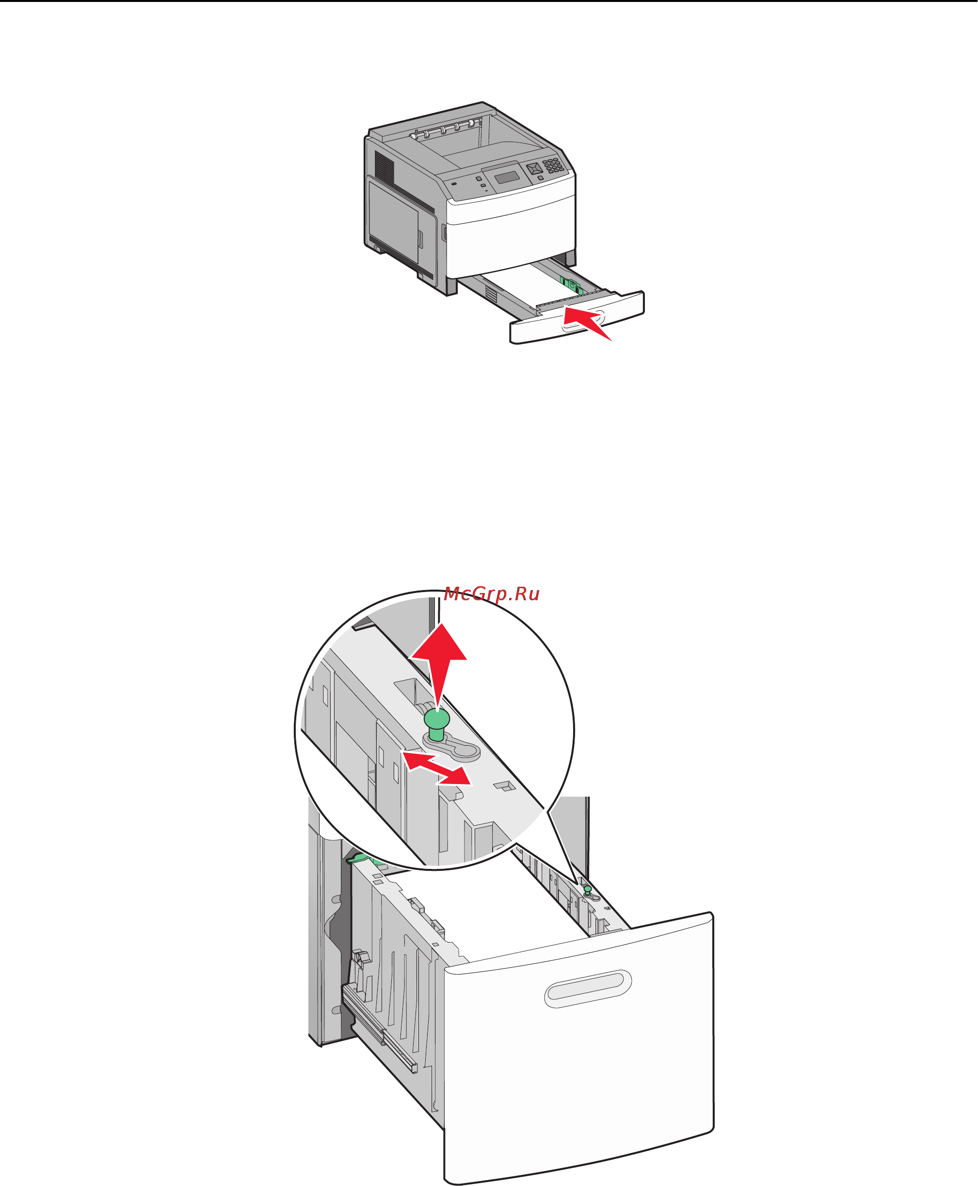 Lexmark 6500e MFP Option [75/365] Загрузка бумаги в лоток подачи на 2000 листов