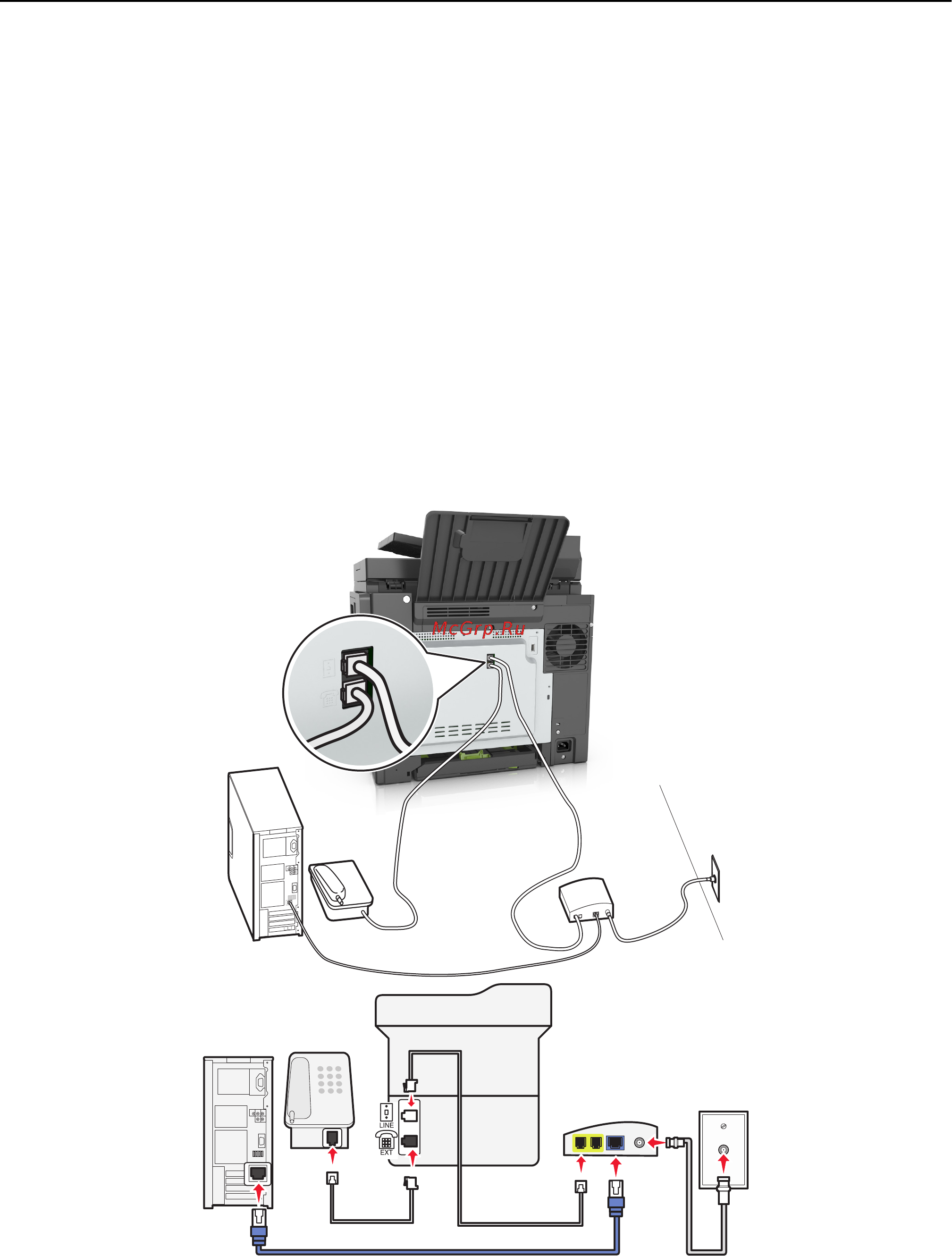 Lexmark CX410de [111/381] Сценарий 4 цифровая телефонная служба через поставщика услуг кабельной связи