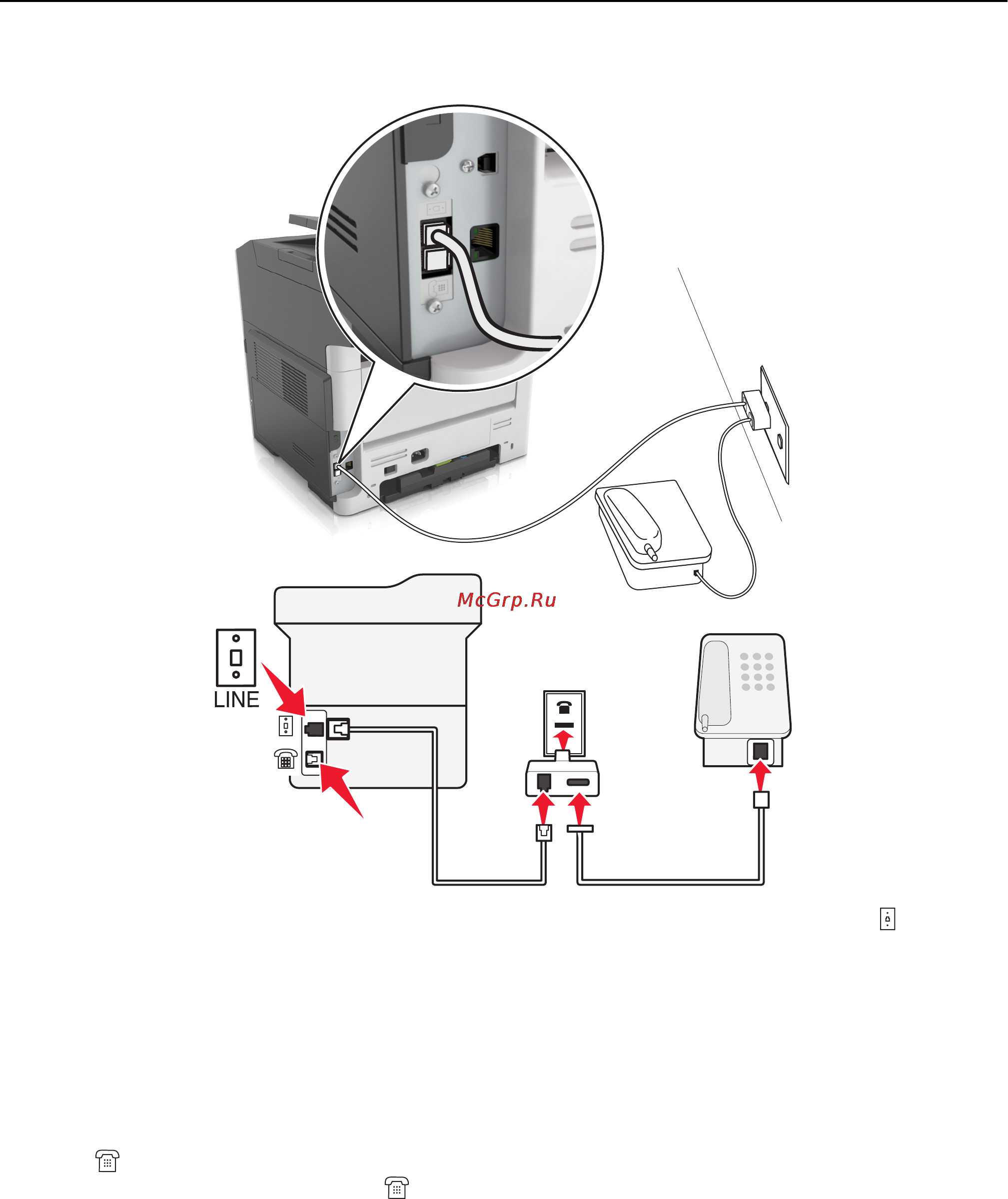 Lexmark MX310 [91/291] Подсоединение принтера к стенной розетке отличной от rj 11