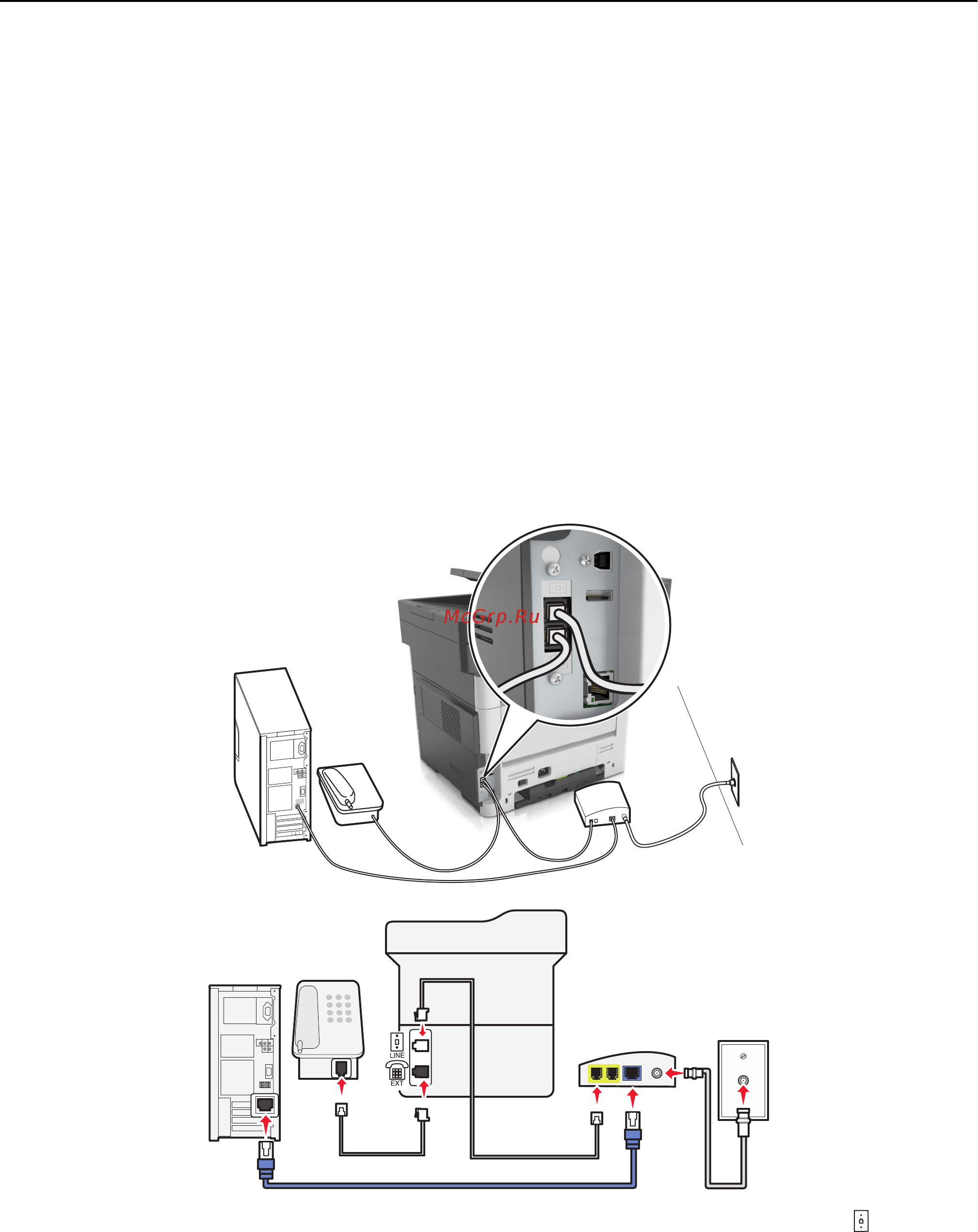 Lexmark MX510 [124/364] Сценарий 4 цифровая телефонная служба через поставщика услуг кабельной связи