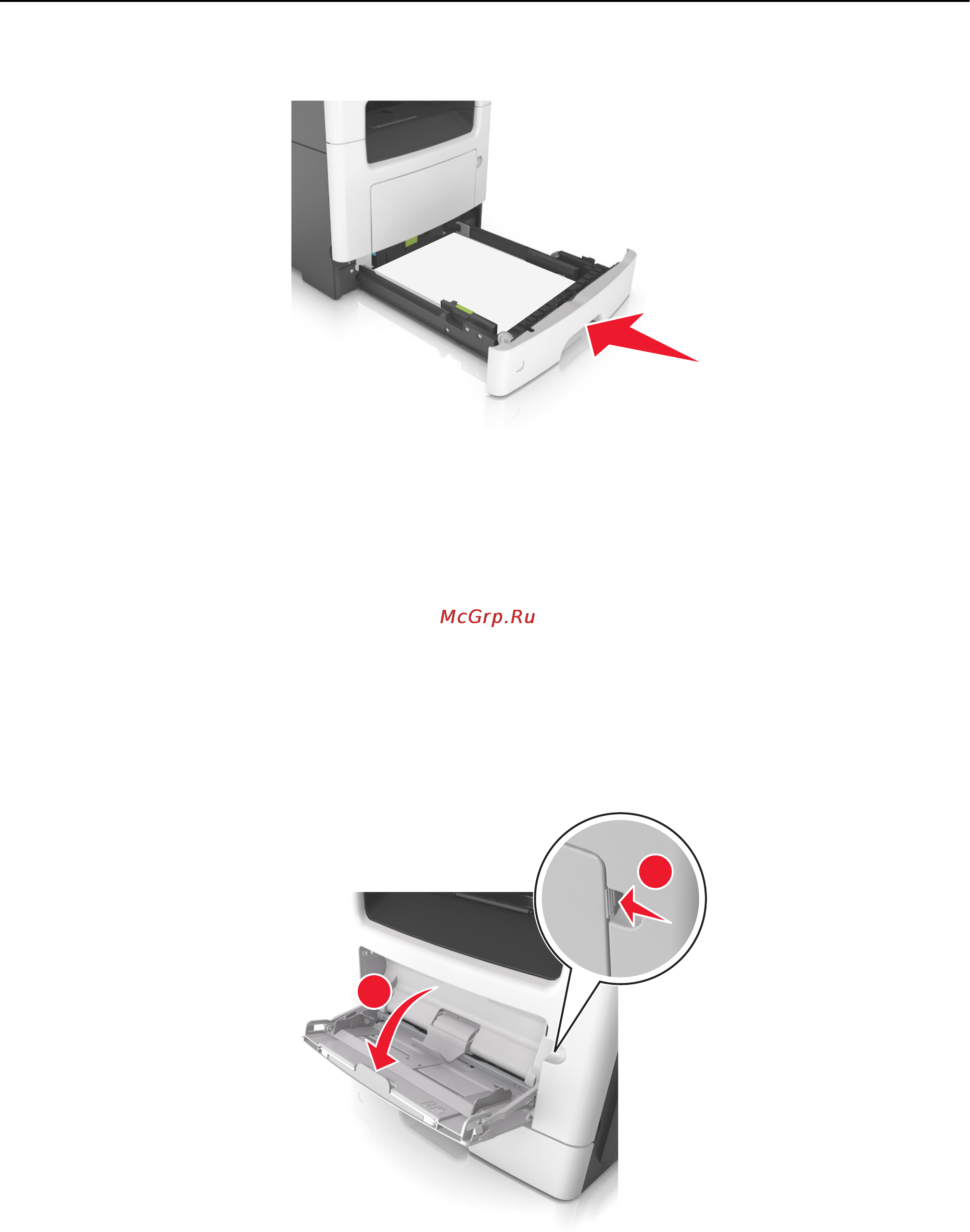 Lexmark MX511dhe [67/363] Загрузка многоцелевого устройства подачи
