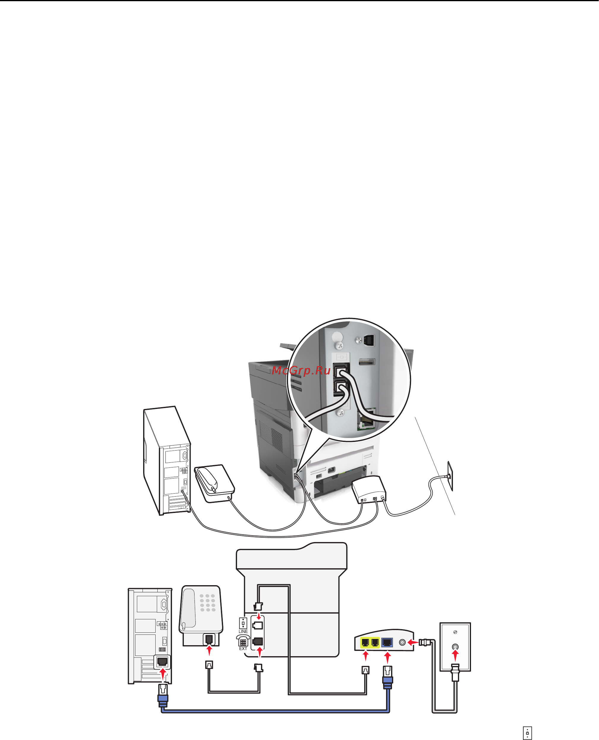 Lexmark MX610 [128/380] Сценарий 4 цифровая телефонная служба через поставщика услуг кабельной связи