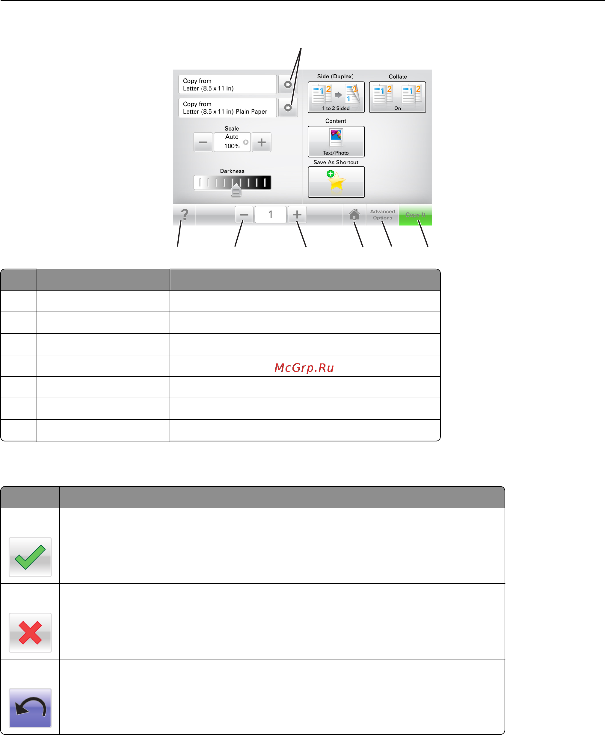 Lexmark MX710 [19/399] Остальные кнопки сенсорного экрана