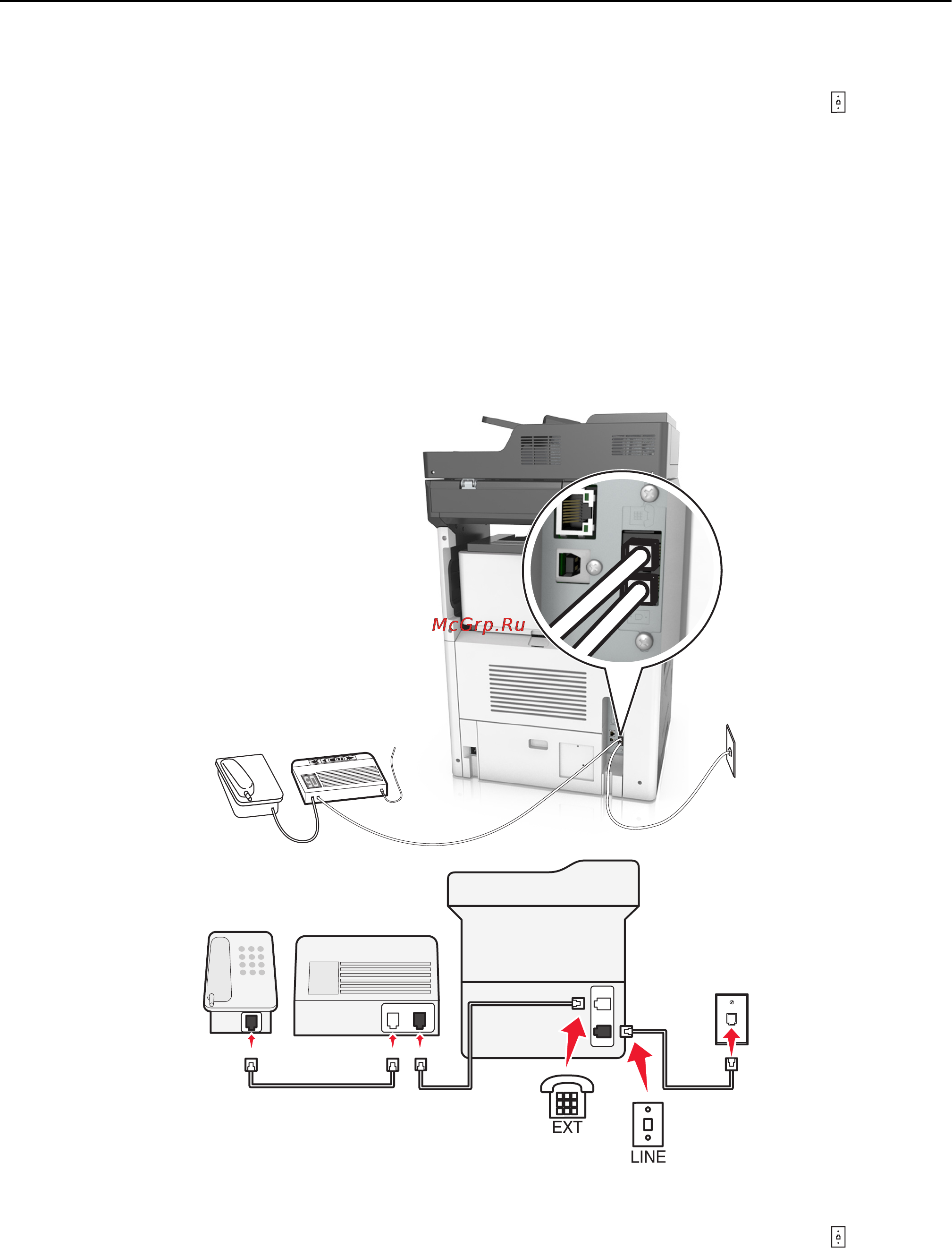 Lexmark MX812 [144/439] Настройка 2 принтер подключен к той же телефонной линии что и автоответчик