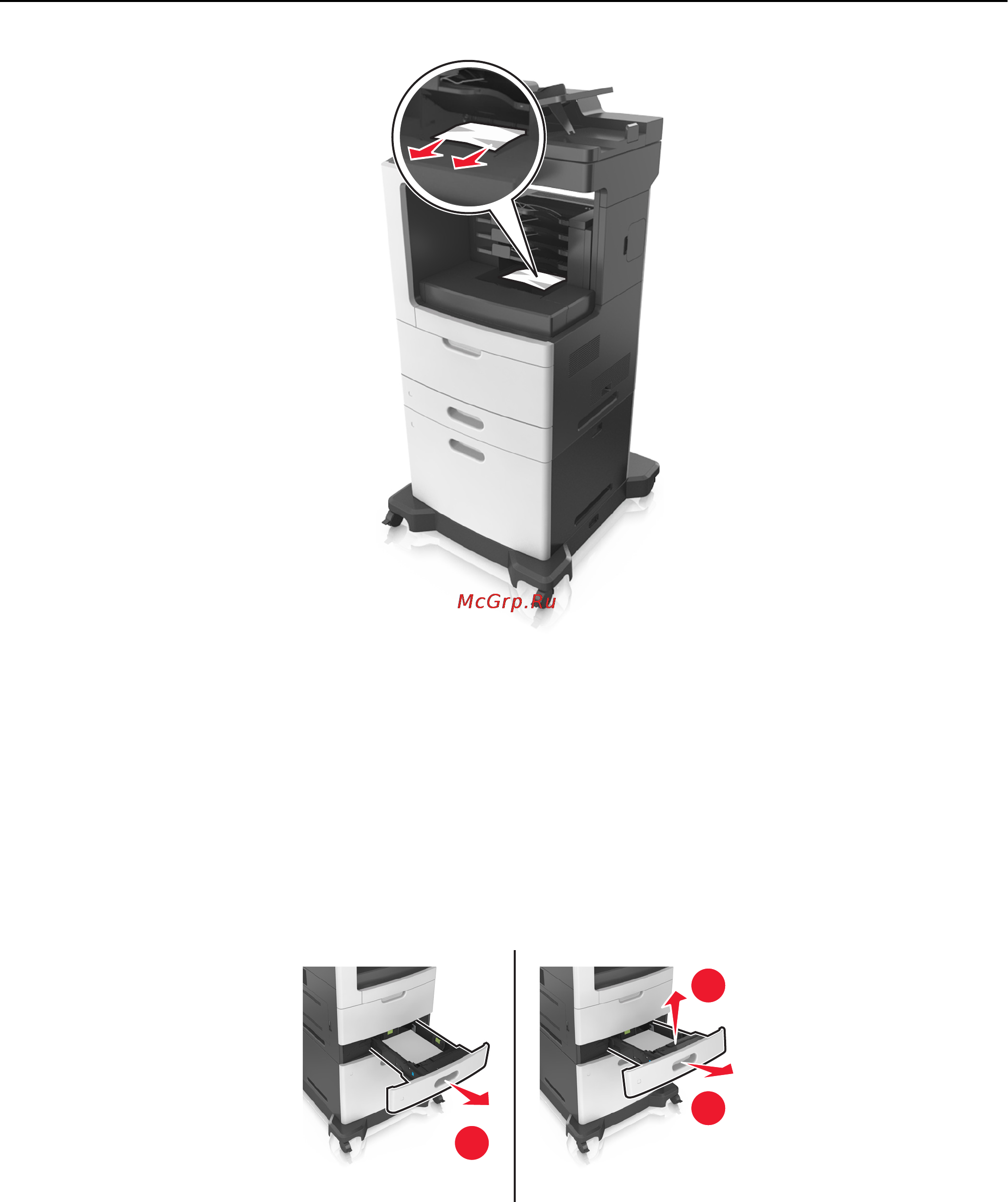 Lexmark MX811 [320/439] Замятие страницы x снимите лоток 1 для очистки устройства двусторонней печати 235 239