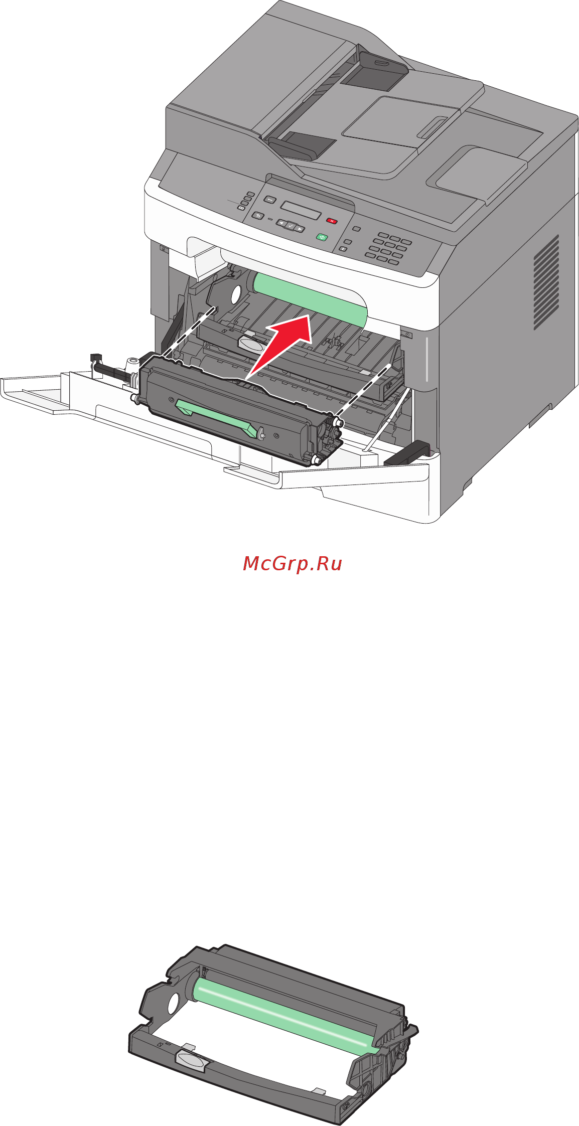 Lexmark X204n [136/201] Замена комплекта фотобарабана