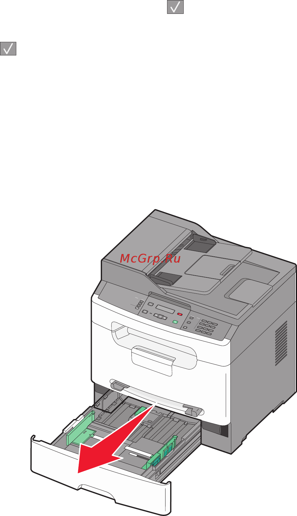 Lexmark X203n [35/201] Загрузка бумаги в лоток