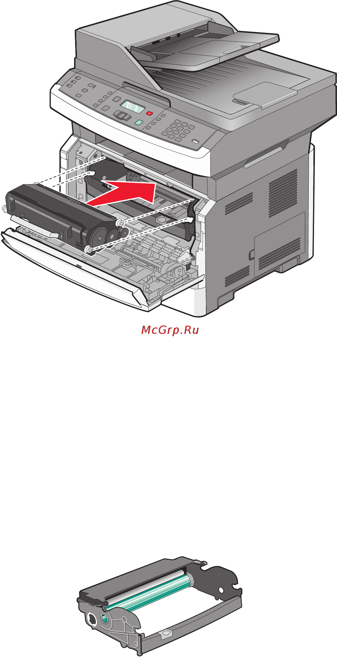 Lexmark X363dn [178/262] Замена комплекта фотобарабана