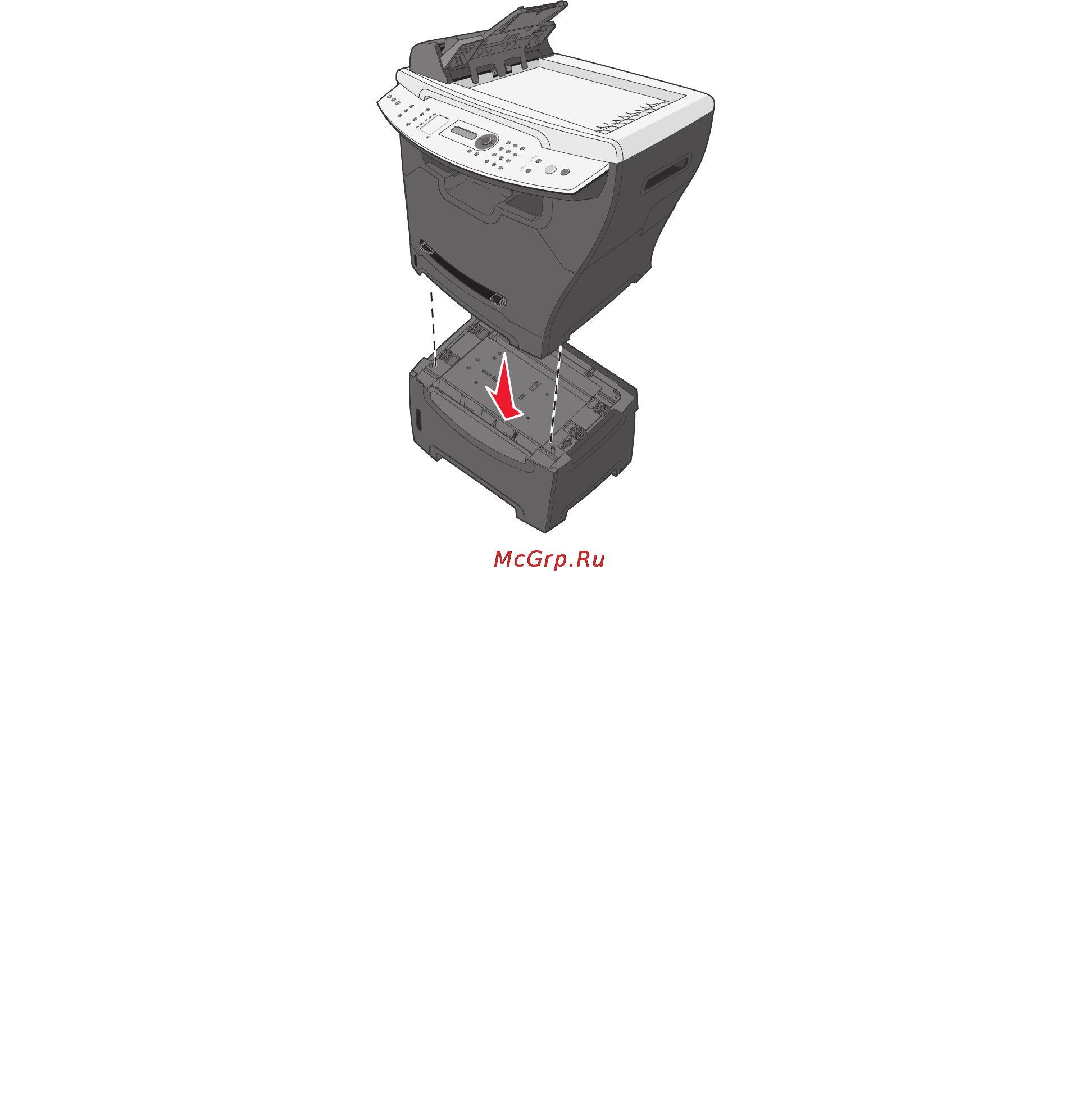 Lexmark X340 [11/109] Установка дополнительного лотка для бумаги