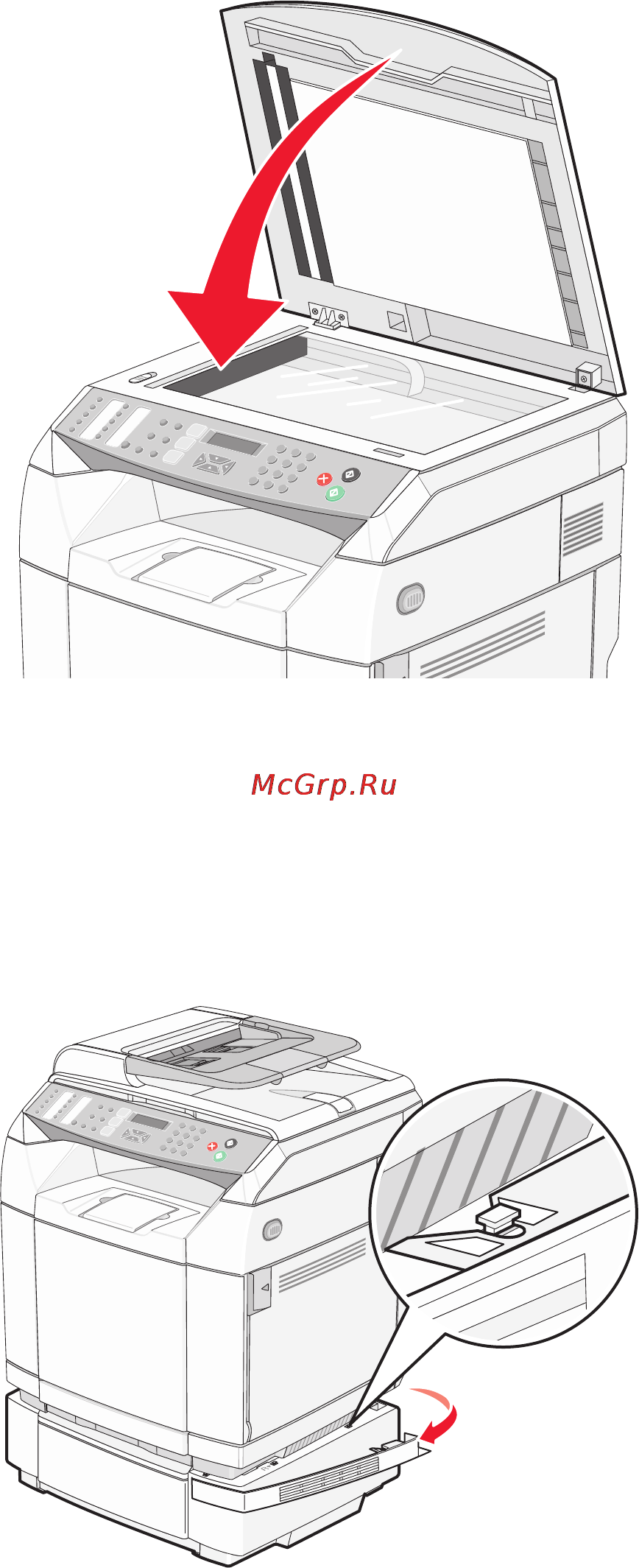 Lexmark X500n [121/163] Снятие принтера с дополнительного устройства подачи на 530 листов