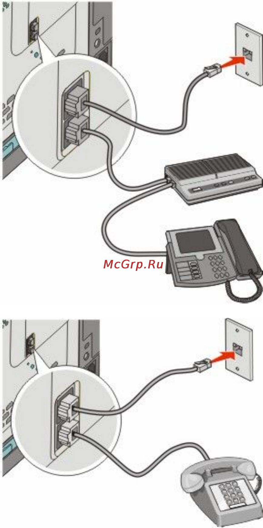 Lexmark X546 [104/286] Подключение к адаптеру для вашей страны или региона