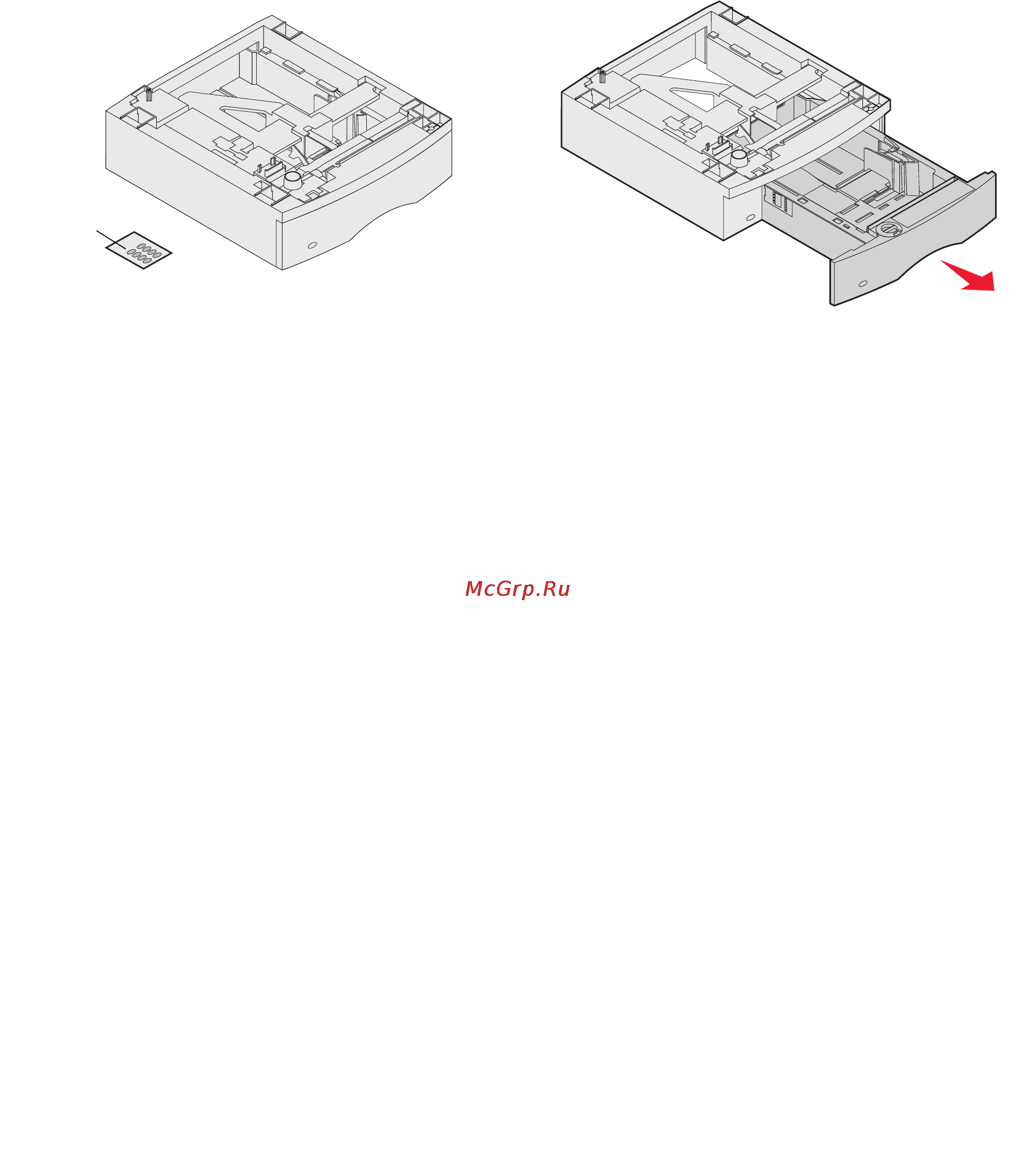 Lexmark X642e [118/202] Установка лотка на 250 или 500 листов