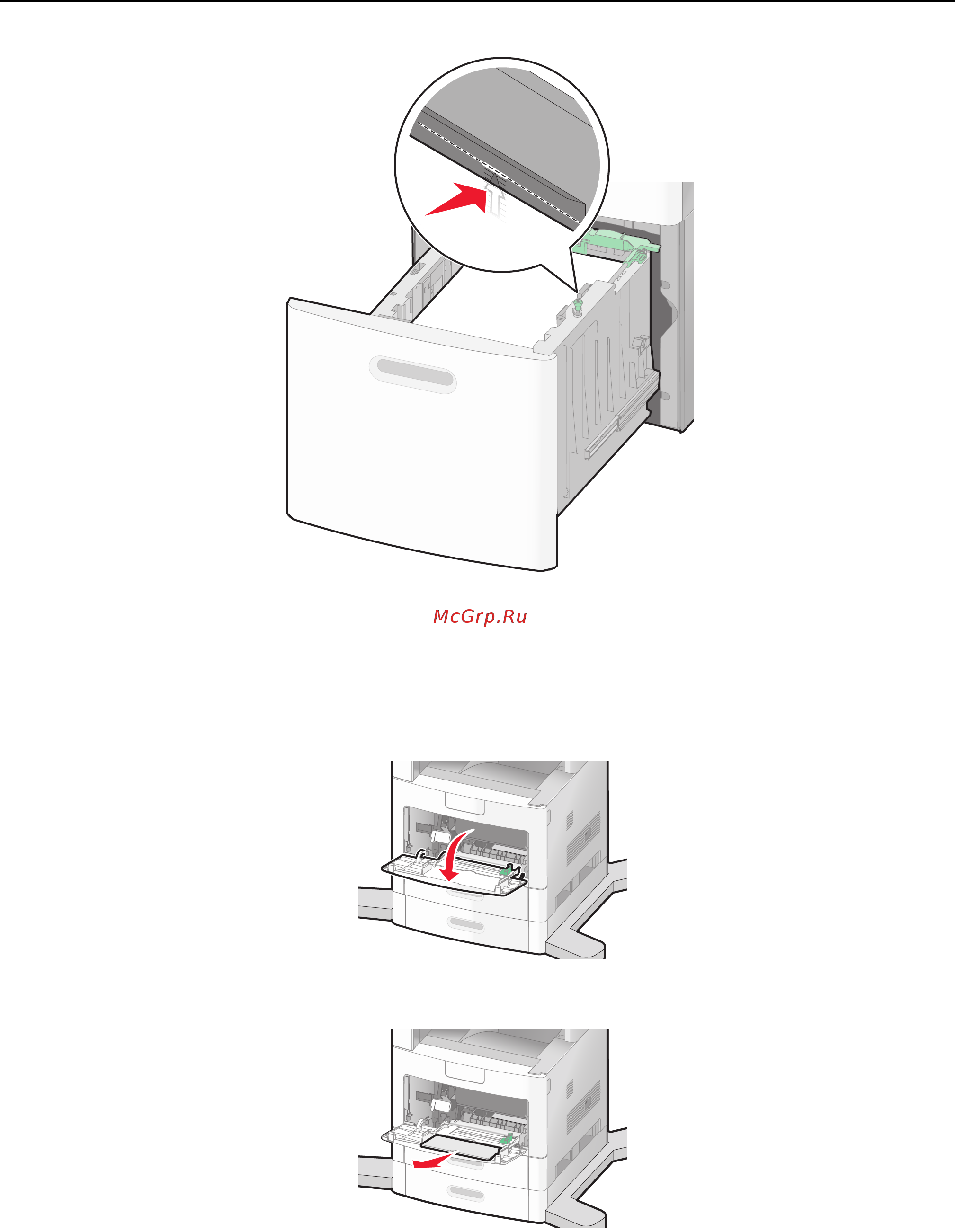 Lexmark X651de [77/336] Загрузка в многоцелевое устройство подачи