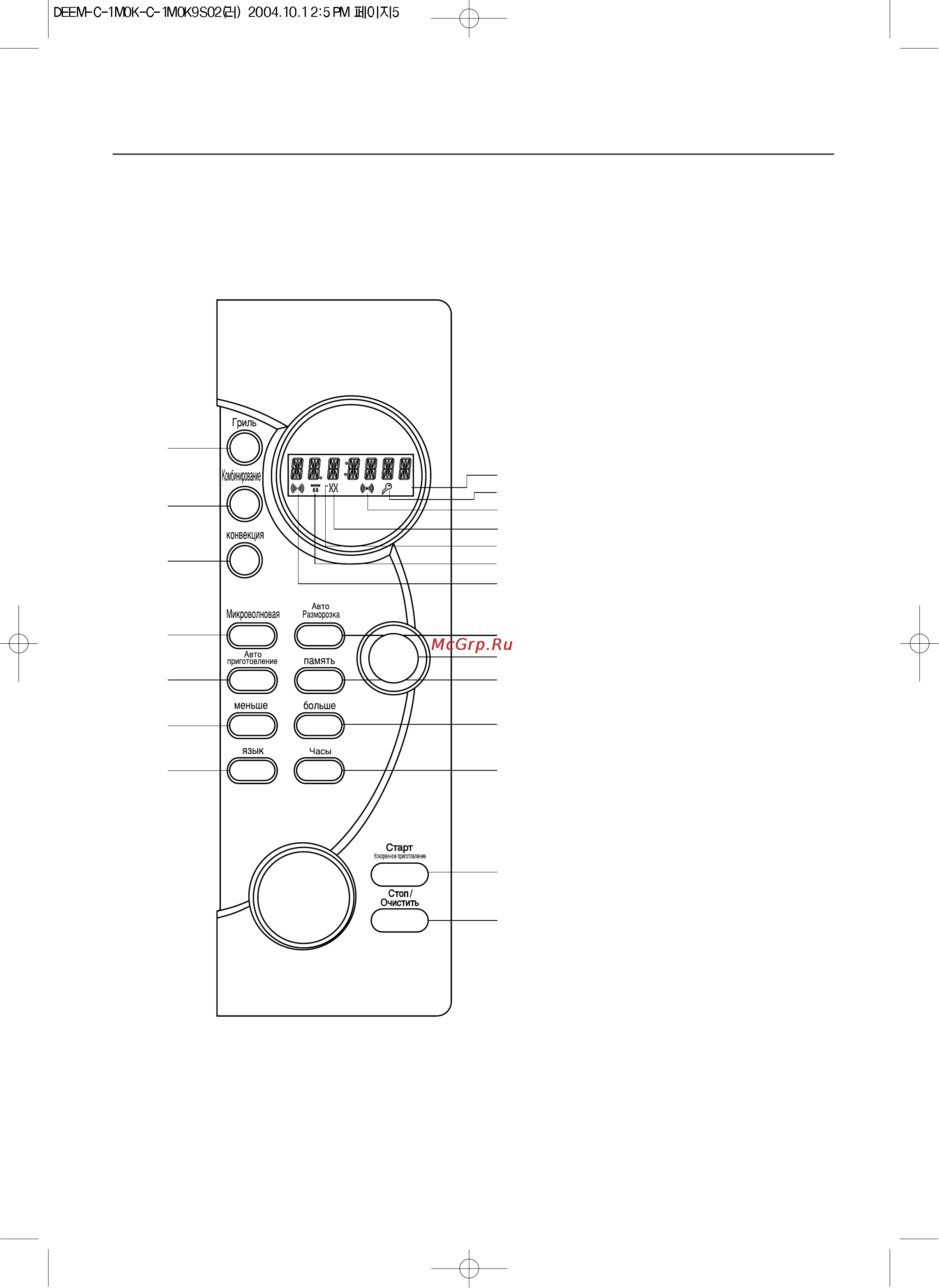 Daewoo Electronics KOC-1M0K [6/32] Дисплей