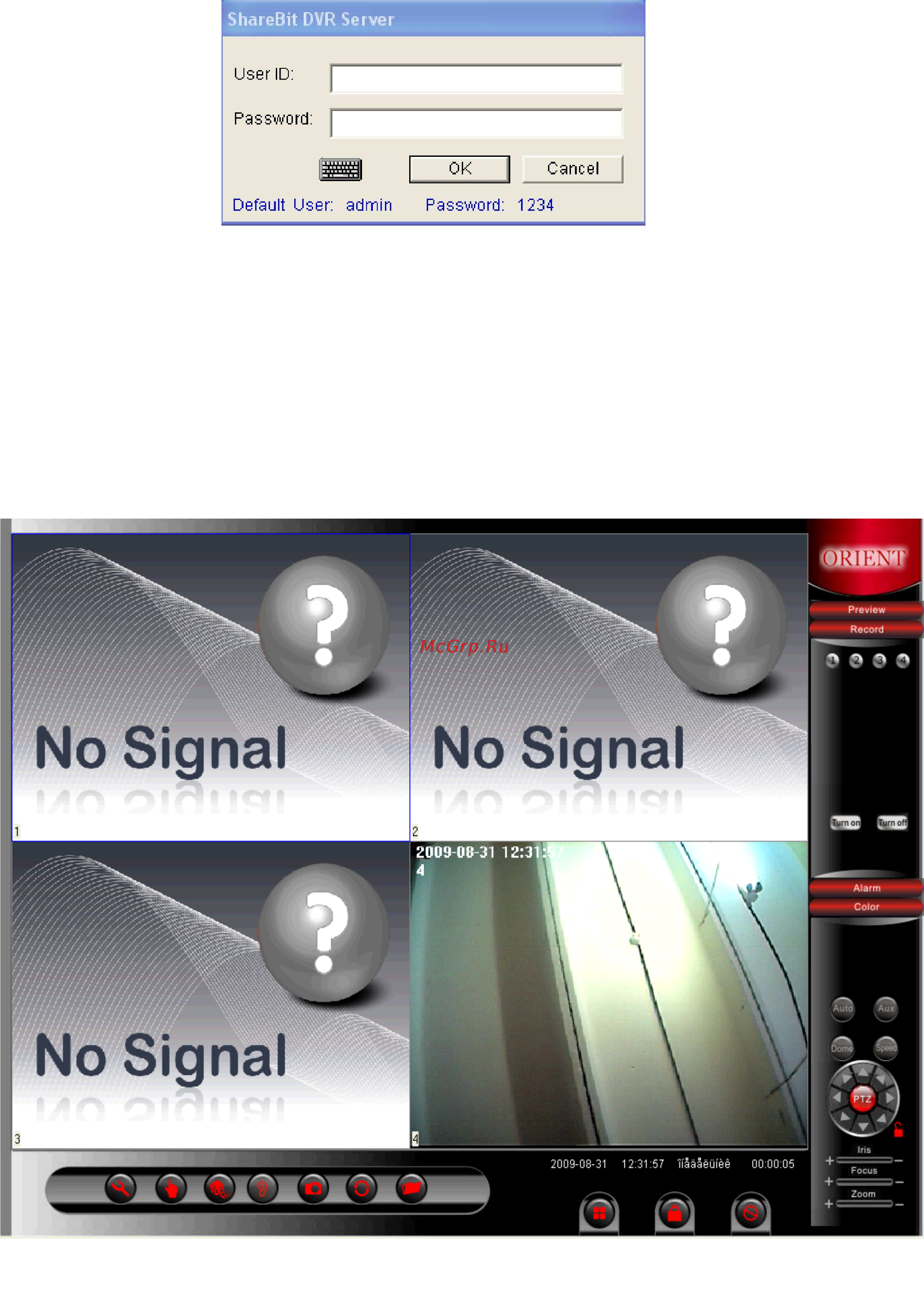 Orient SDVR-404A [5/23] Default user admin password 1234