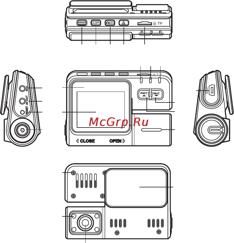 Orient CDVR-120HD HD 720P [3/9] Схема устройства и назначение кнопок и разъёмов